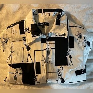 Nicole Max Cool Print Jacket Size S Black n White Fashion Print Women's Zipper